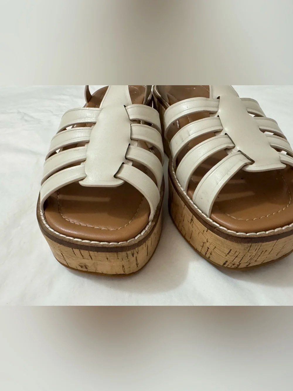 Kate Spade New York Mabel Platform Parchment Leather Sandals 7